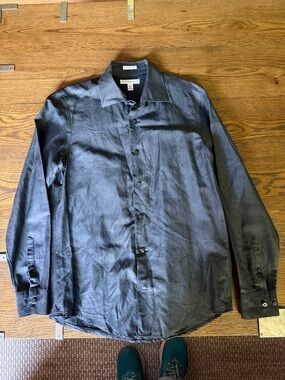 Banana Republic Dark Charcoal Italian Linen-Cotton Shirt